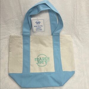 Trader Joe's Blue and Cream Canvas Tote